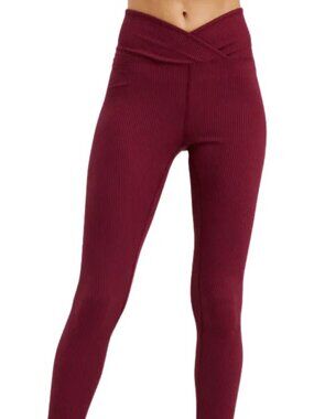 BNWT! Year Of Ours Ribbed Veronica Legging | Dark Cherry | Size XL